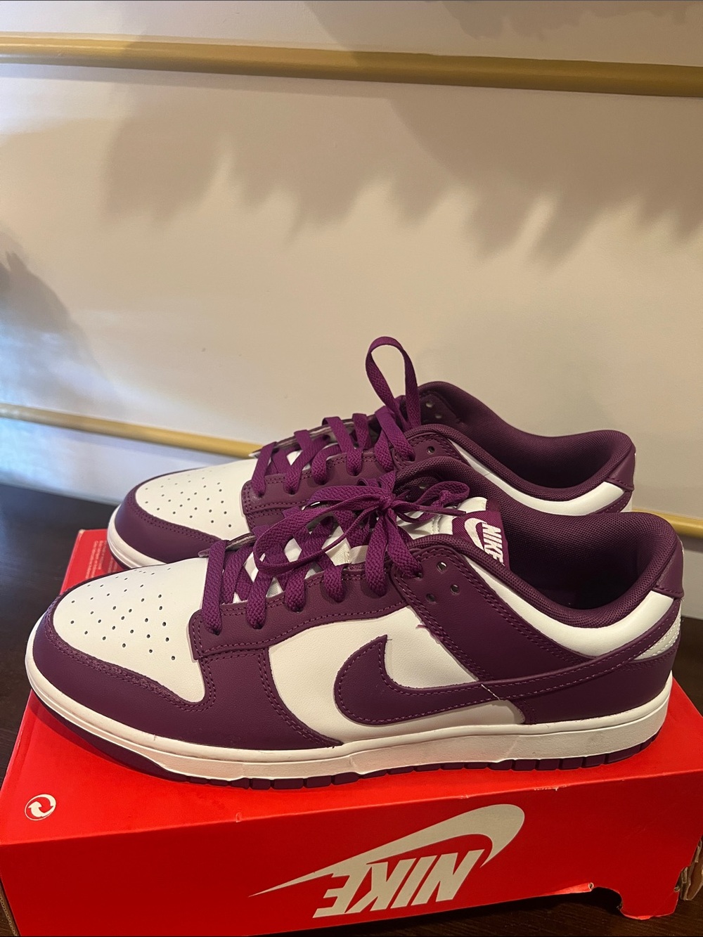 New Nike Dunk Low-Top Sneakers in White and Purple